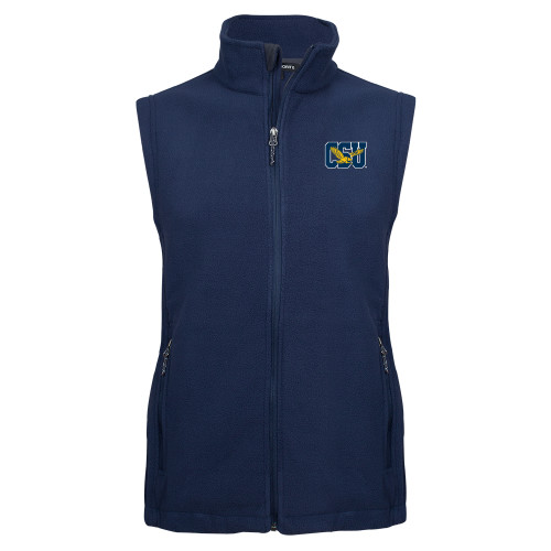  Navy Fleece Full Zip Vest - Official Logo