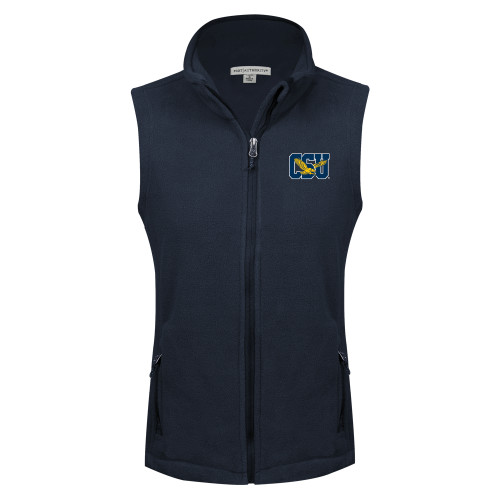  Womens Navy Fleece Full Zip Vest - Official Logo