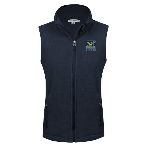  Womens Navy Fleece Full Zip Vest - CSU Coppin State Eagles