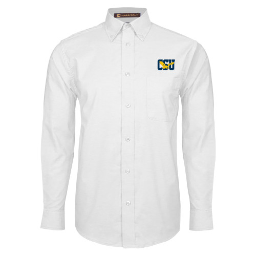  White Oxford Long Sleeve Shirt - Official Logo
