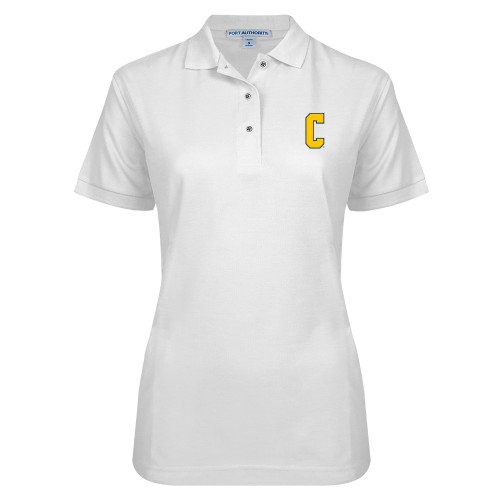 Womens Silk Touch White Pique Polo - Block C