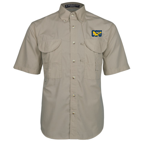  Khaki Fishing Shirt Performance Short Sleeve - Official Logo