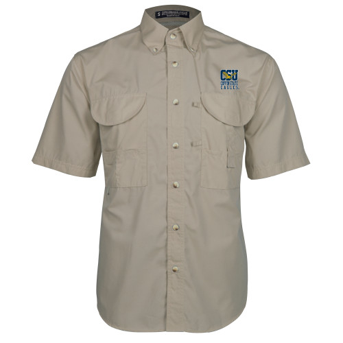  Khaki Fishing Shirt Performance Short Sleeve - CSU Coppin State Eagles