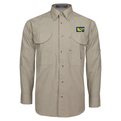  Khaki Fishing Shirt Performance Long Sleeve - Official Logo