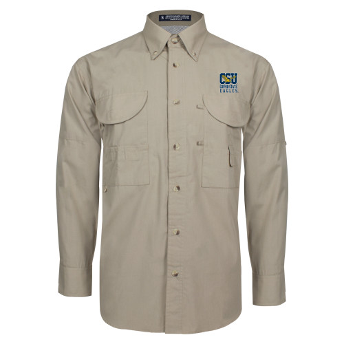  Khaki Fishing Shirt Performance Long Sleeve - CSU Coppin State Eagles