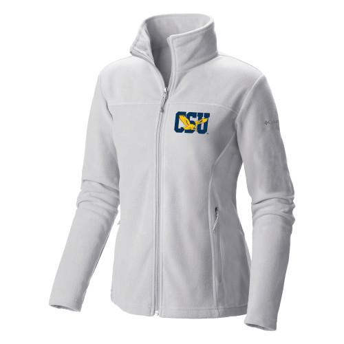  Columbia Womens Full Zip White Fleece Jacket - Official Logo