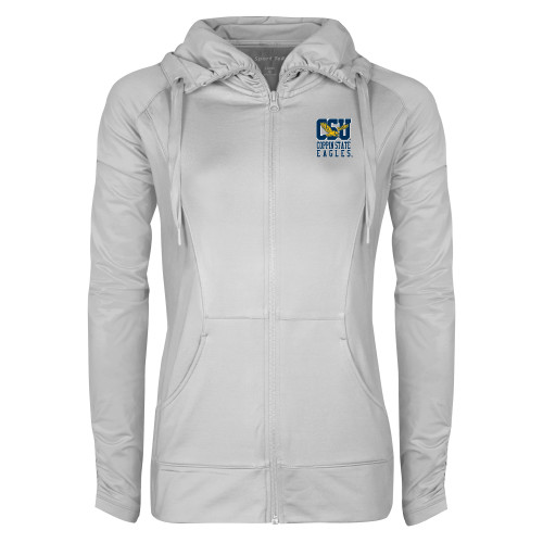  Womens White Sport Wick Stretch Full Zip Jacket - CSU Coppin State Eagles