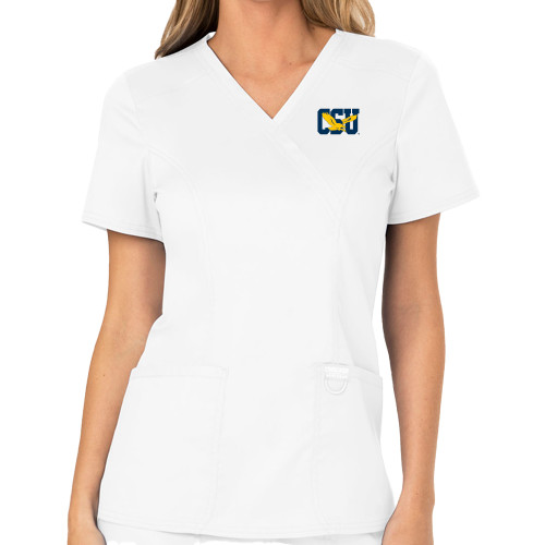  Womens White Revolution Scrub Top - Official Logo