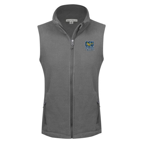  Womens Charcoal Fleece Full Zip Vest - CSU Coppin State Eagles