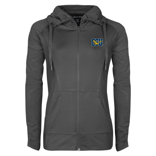  Womens Charcoal Sport Wick Stretch Full Zip Jacket - Official Logo