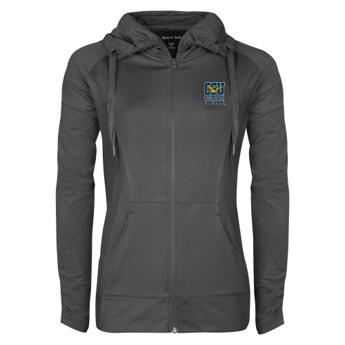 Womens Charcoal Sport Wick Stretch Full Zip Jacket - CSU Coppin State Eagles
