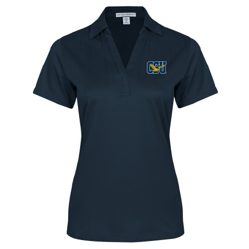  Womens Navy Performance Fine Jacquard Polo - Official Logo