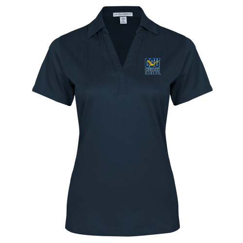  Womens Navy Performance Fine Jacquard Polo - CSU Coppin State Eagles