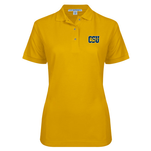  Womens Silk Touch Gold Pique Polo - Official Logo