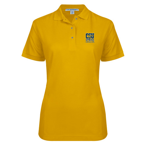  Womens Silk Touch Gold Pique Polo - CSU Coppin State Eagles