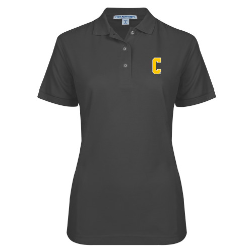  Womens Silk Touch Charcoal Pique Polo - Block C
