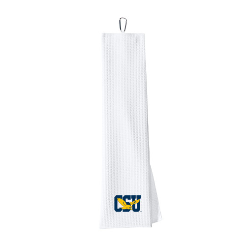  White Waffle Microfiber Golf Towel - Official Logo
