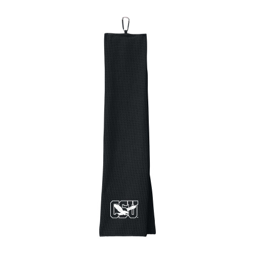  Black Waffle Microfiber Golf Towel - Official Logo