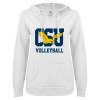 Thumbnail image for  ENZA Womens White V Notch Raw Edge Fleece Hoodie