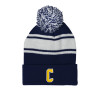Thumbnail image for  Navy/White Two Tone Knit Pom Beanie w/Cuff