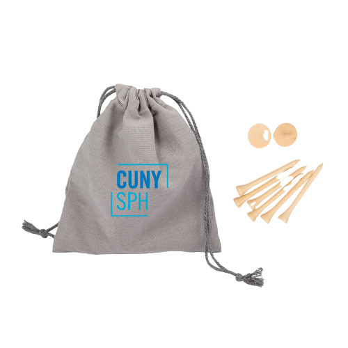 Bamboo Golf Tee Set w/ Grey Recycled Pouch-CUNY SPH Square
