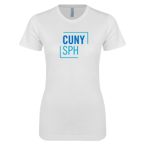 Next Level Womens White Boyfriend Tee-CUNY SPH Square