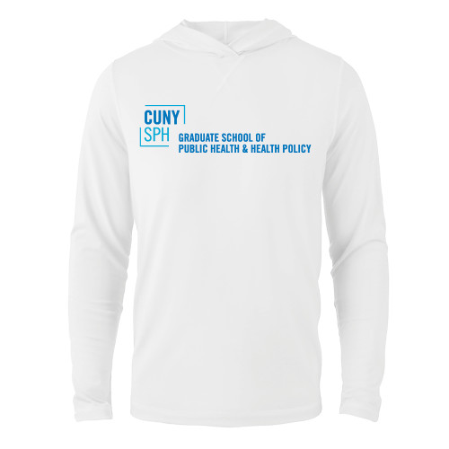 White Long Sleeve Hooded Tee-Primary Mark
