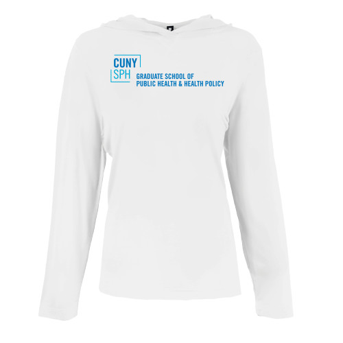 Womens White Long Sleeve Hooded Tee-Primary Mark