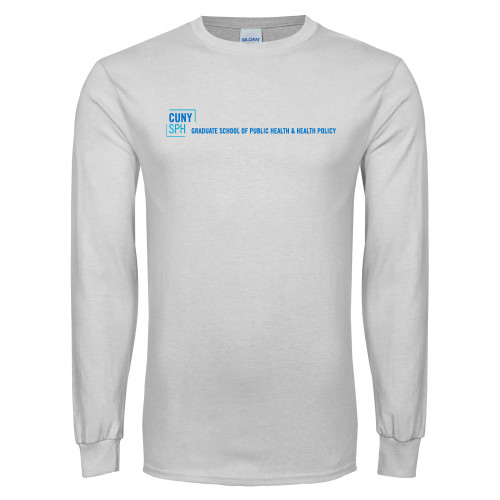White Long Sleeve T Shirt-CUNY SPH Flat