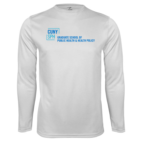 White Performance Long Sleeve Shirt-Primary Mark