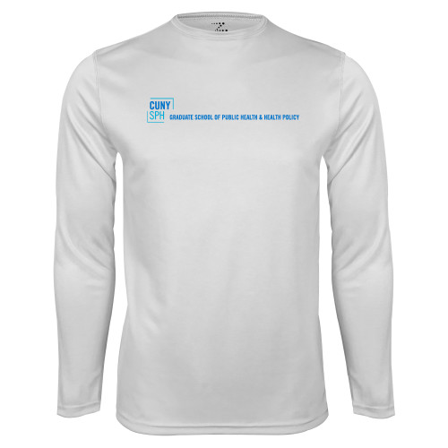 White Performance Long Sleeve Shirt-CUNY SPH Flat