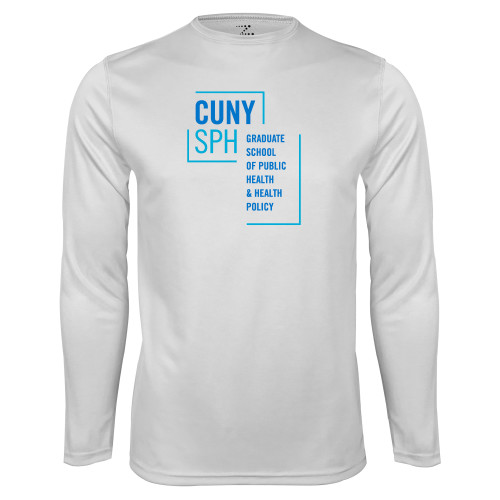 White Performance Long Sleeve Shirt-CUNY SPH