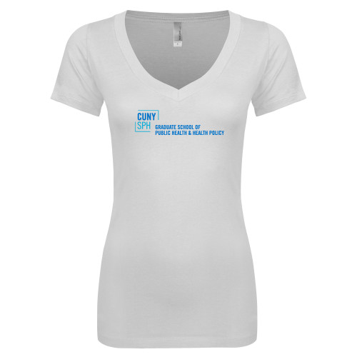 Next Level Womens White Ideal V Tee-Primary Mark
