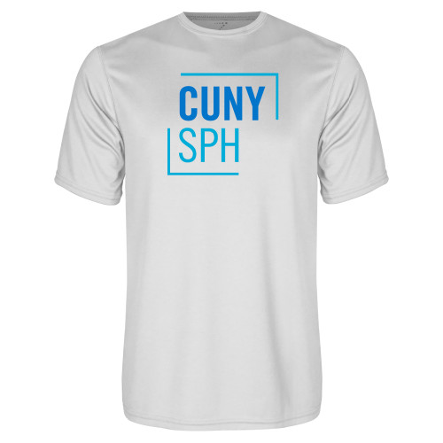 White Performance Tee-CUNY SPH Square