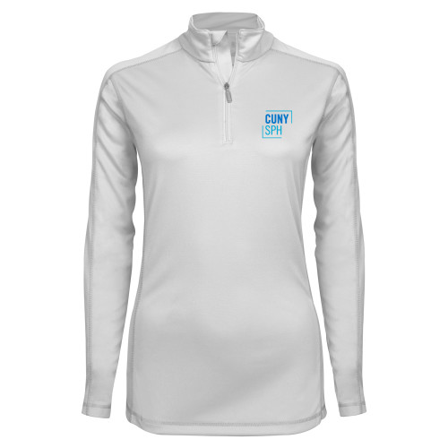 Syntrel Womens White Interlock 1/4 Zip-CUNY SPH Square