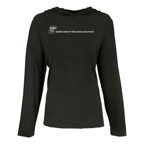 Womens Black Long Sleeve Hooded Tee-CUNY SPH Flat