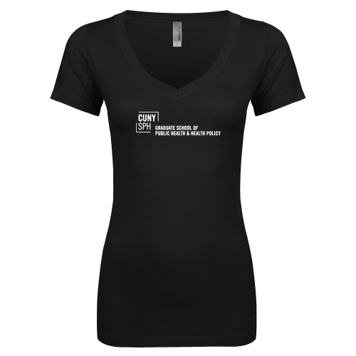 Next Level Womens Black Ideal V Tee-Primary Mark