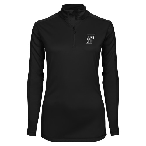 Syntrel Womens Black Interlock 1/4 Zip-CUNY SPH Square