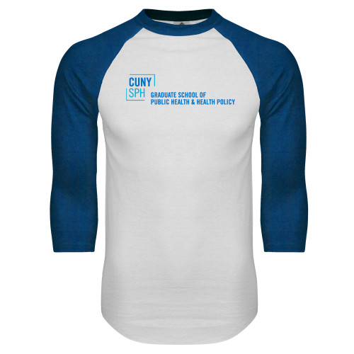 White/Royal Raglan Baseball T Shirt-Primary Mark