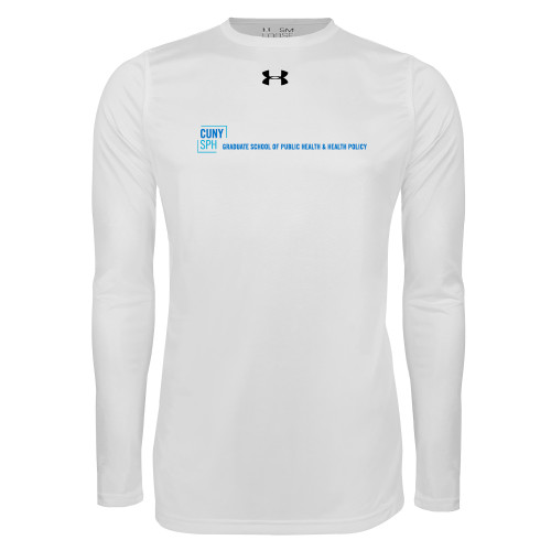 Under Armour White Long Sleeve Tech Tee-CUNY SPH Flat