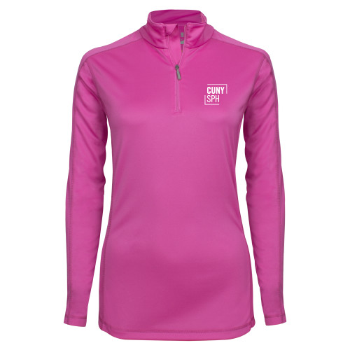 Syntrel Womens Raspberry Interlock 1/4 Zip-CUNY SPH Square