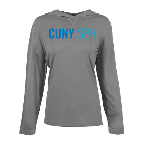 Womens Grey Heather Long Sleeve Hooded Tee-CUNY SPH