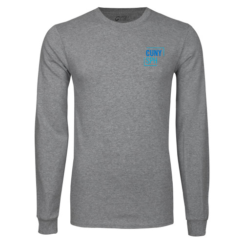 Grey Long Sleeve T Shirt-CUNY SPH Square