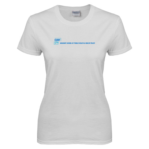 Womens White Short Sleeve Tee-CUNY SPH Flat