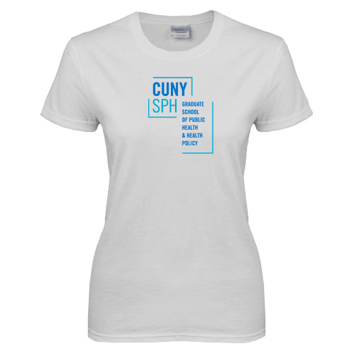 Womens White Short Sleeve Tee-CUNY SPH