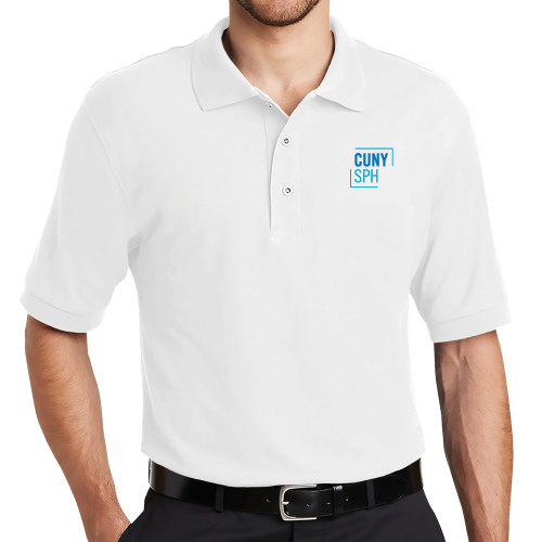 White Silk Touch Polo-CUNY SPH Square