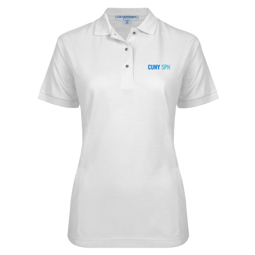 Womens Silk Touch White Pique Polo-CUNY SPH