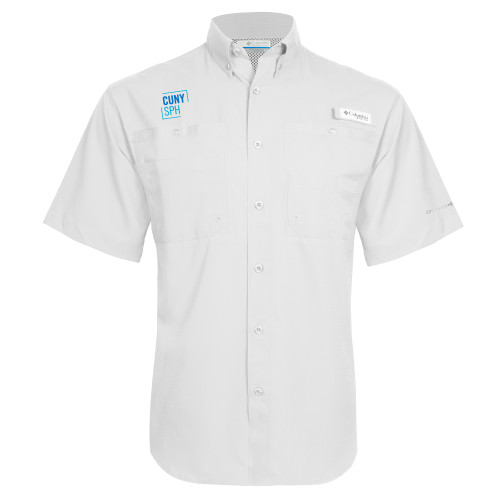 Columbia White Tamiami Performance Short Sleeve Shirt-CUNY SPH Square