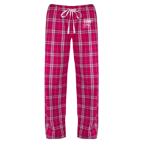 Womens Dark Fuchsia/White Flannel Pajama Pant-CUNY SPH Square