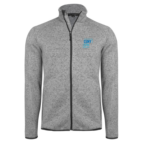 Grey Heather Sweater Fleece Jacket-CUNY SPH Square